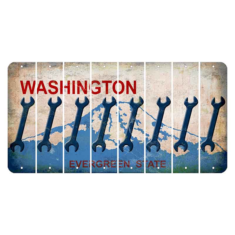Washington Evergreen State Cut License Plate Strips (Set of 8) Wrench