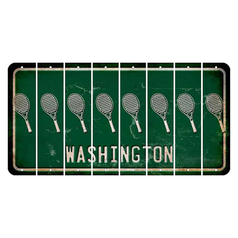 Washington Green Cut License Plate Strips (Set of 8) Tennis Racket