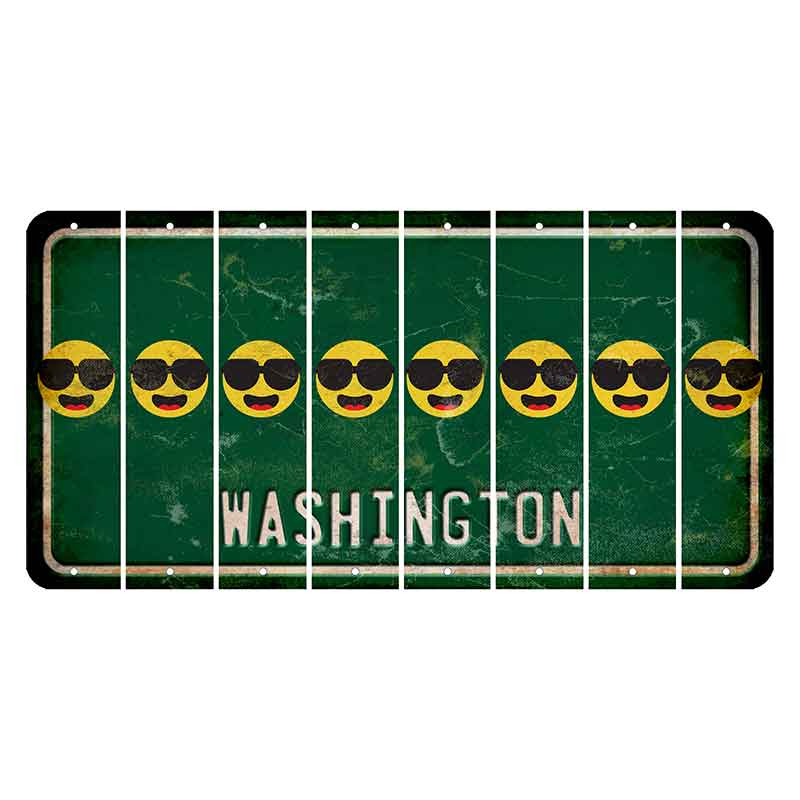 Washington Green Cut License Plate Strips (Set of 8) Emoji - Shades
