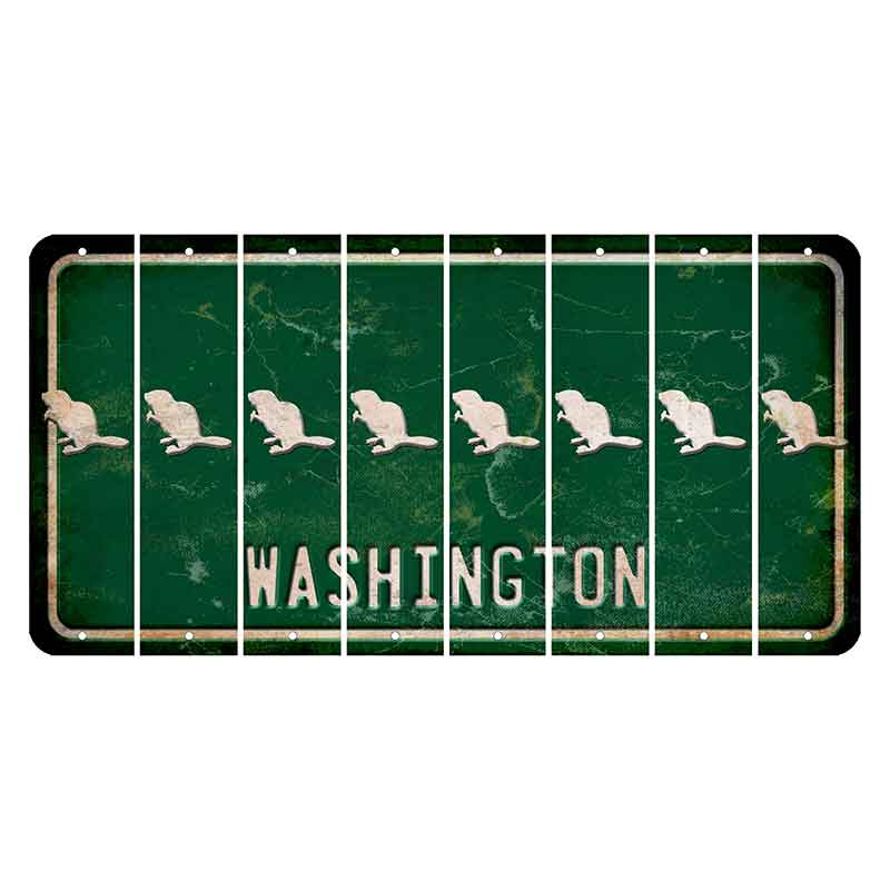 Washington Green Cut License Plate Strips (Set of 8) Beaver