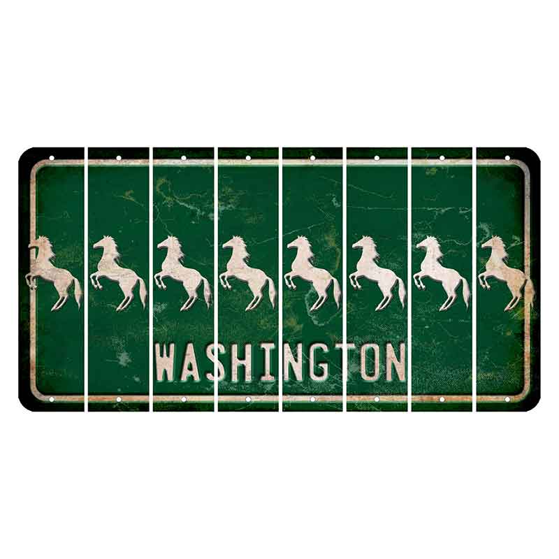 Washington Green Cut License Plate Strips (Set of 8) Horse