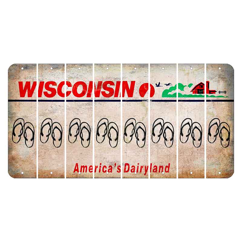 Wisconsin Farm Cut License Plate Strips (Set of 8) Flip Flops