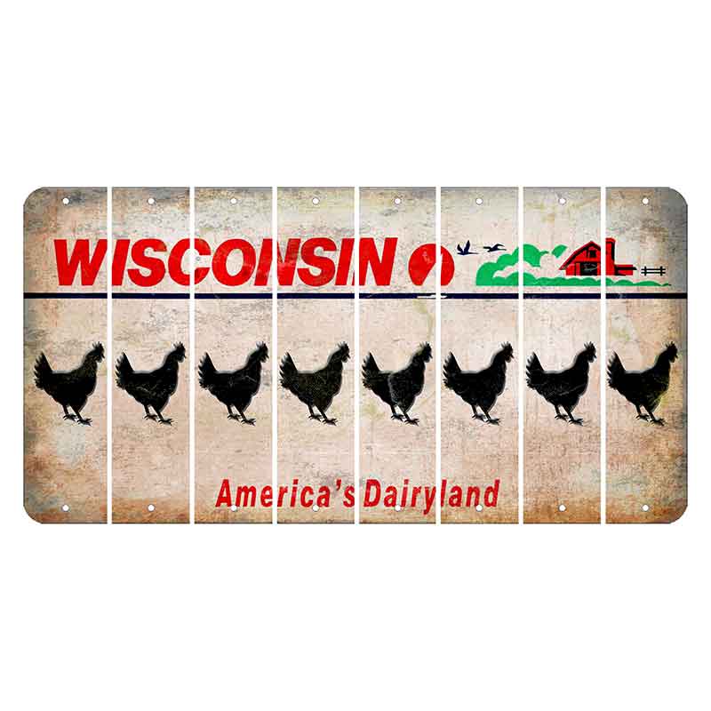 Wisconsin Farm Cut License Plate Strips (Set of 8) Chicken