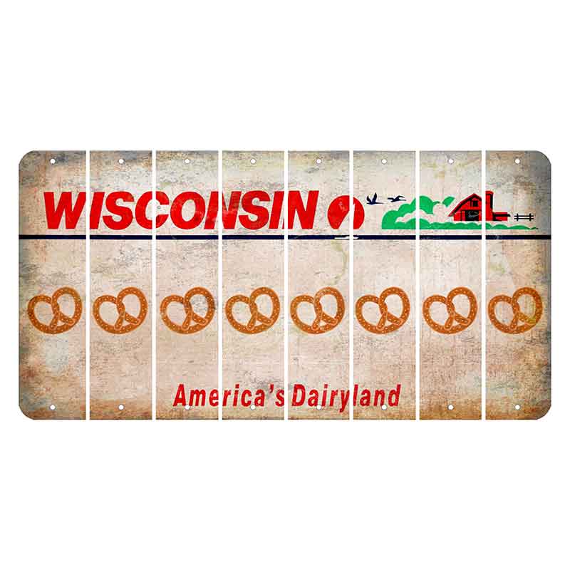 Wisconsin Farm Cut License Plate Strips (Set of 8) Pretzel