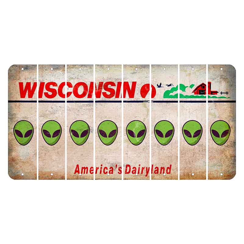 Wisconsin Farm Cut License Plate Strips (Set of 8) Alien