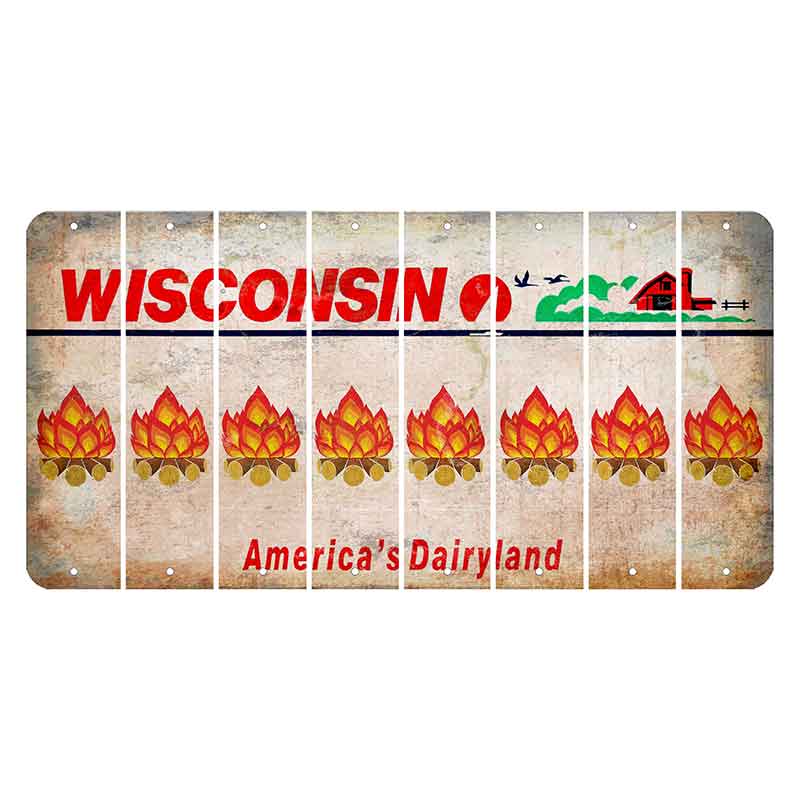 Wisconsin Farm Cut License Plate Strips (Set of 8) Campfire