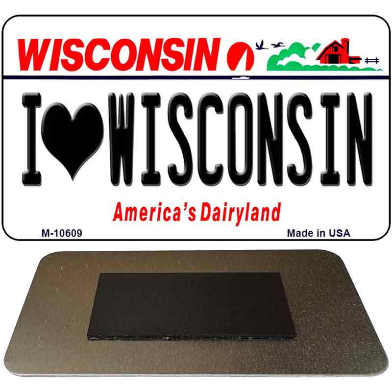 I Love Wisconsin State License Plate Tag Novelty Magnet M-10609