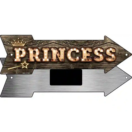 Princess Bulb Letters Novelty Metal Arrow Sign 8" x 2.25" (MA)