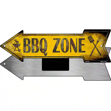 BBQ Zone Left Novelty Metal Arrow Sign 8" x 2.25" (MA)