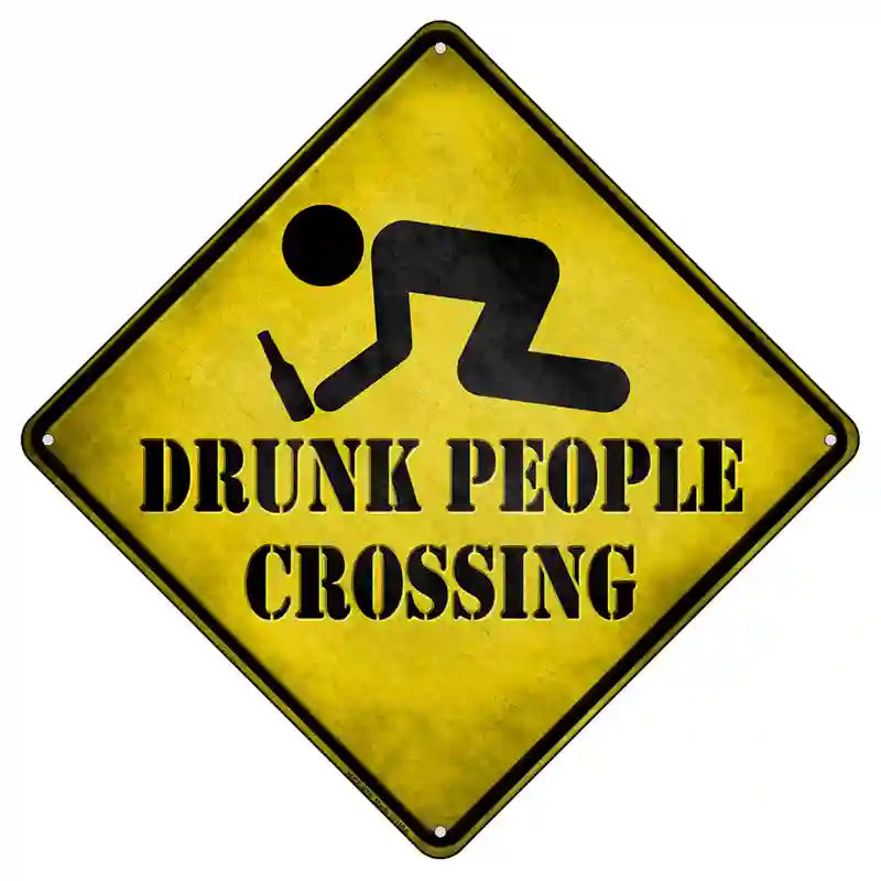 Drunk People Crossing Novelty Metal Crossing Sign 8.5" (MCX)