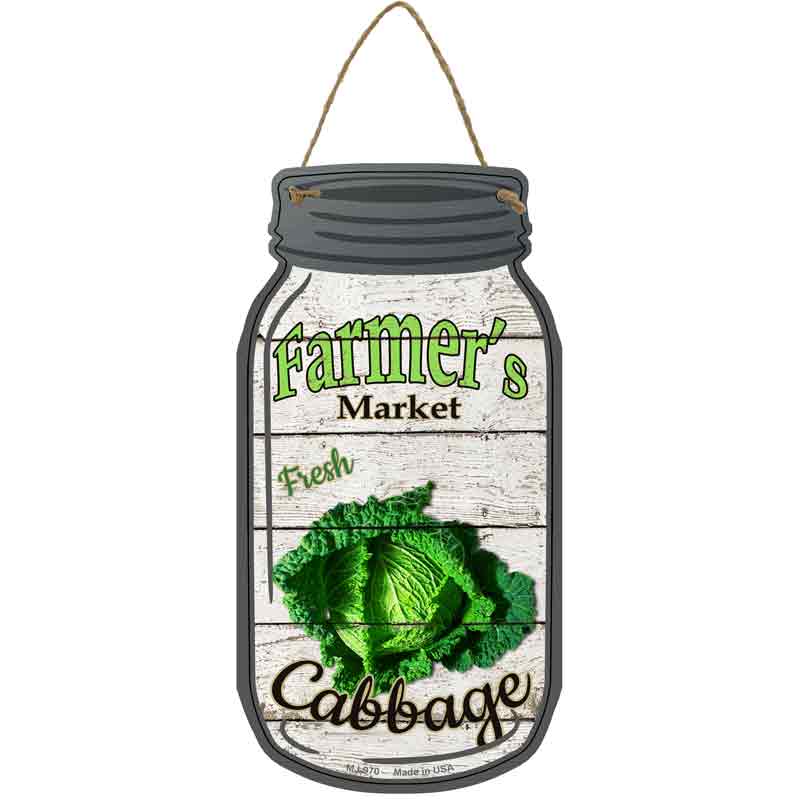Cabbage Farmers Market Novelty Metal Mason Jar Sign
