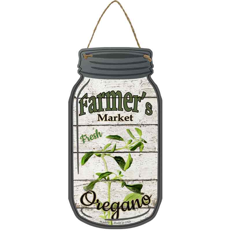 Oregano Farmers Market Novelty Metal Mason Jar Sign