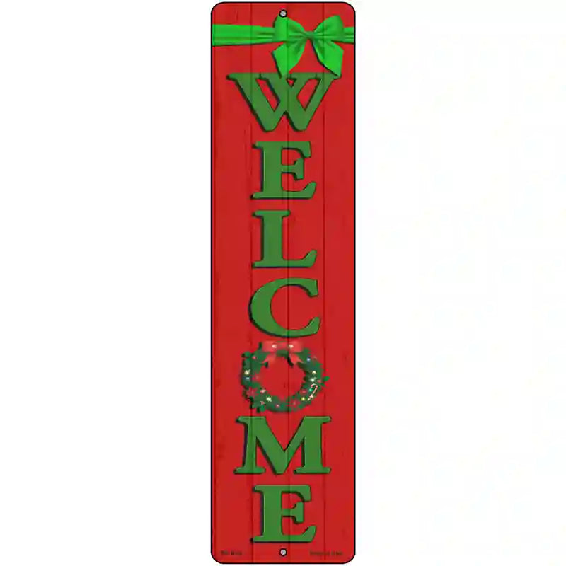 Welcome Wreath Novelty Metal Street Sign 12" x 3" (MK)