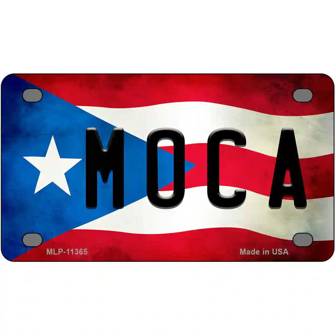 Moca Puerto Rico Flag License Plate Metal Novelty 4" x 2.2" (MLP)