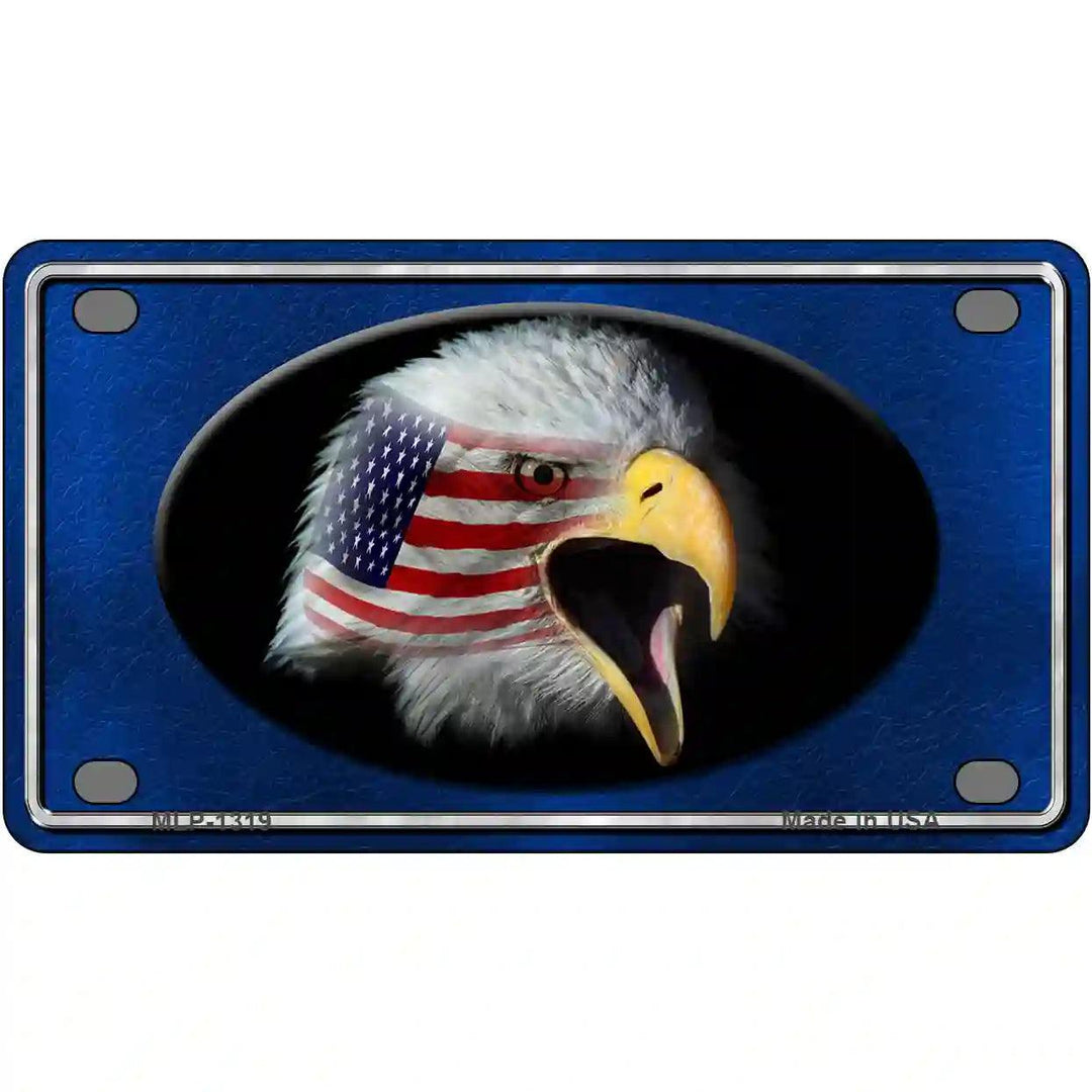 American Flag Eagle Blue Novelty Metal License Plate 4" x 2.2" (MLP)