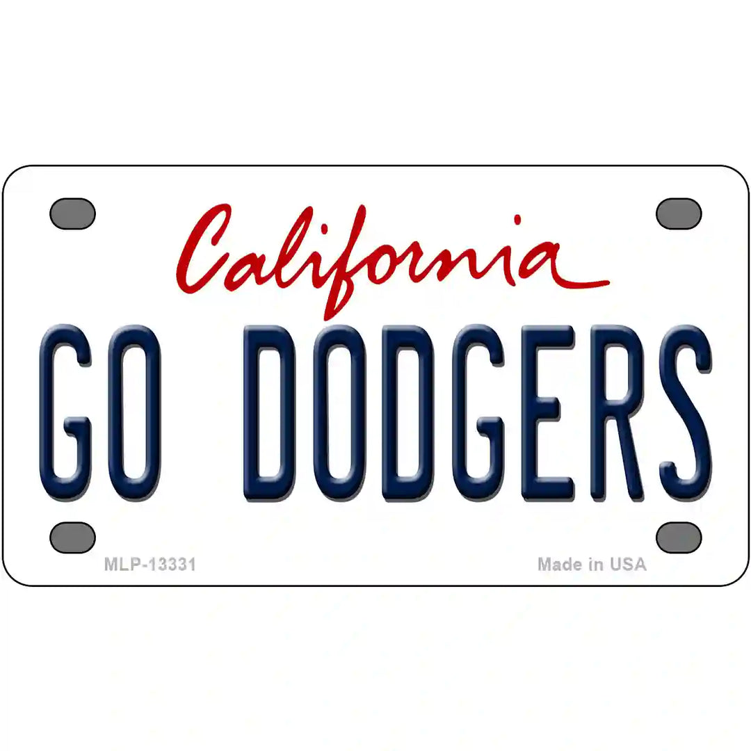 Go Dodgers Novelty Metal License Plate Tag 4" x 2.2" (MLP)