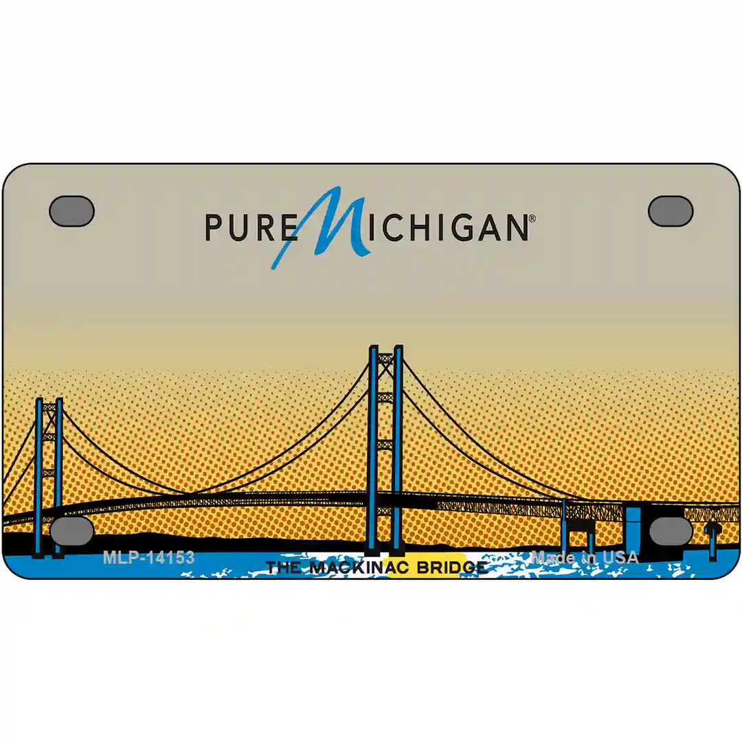 Pure Michigan Mackinac Bridge Novelty Metal License Plate 4" x 2.2" (MLP) / Yes