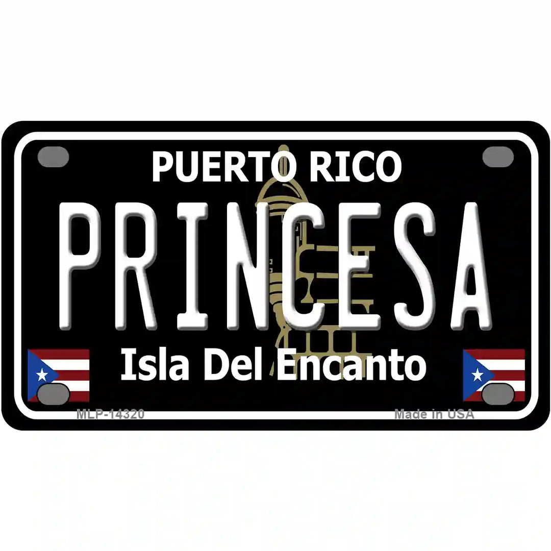 Princesa Puerto Rico Black Novelty Metal License Plate 4" x 2.2" (MLP)
