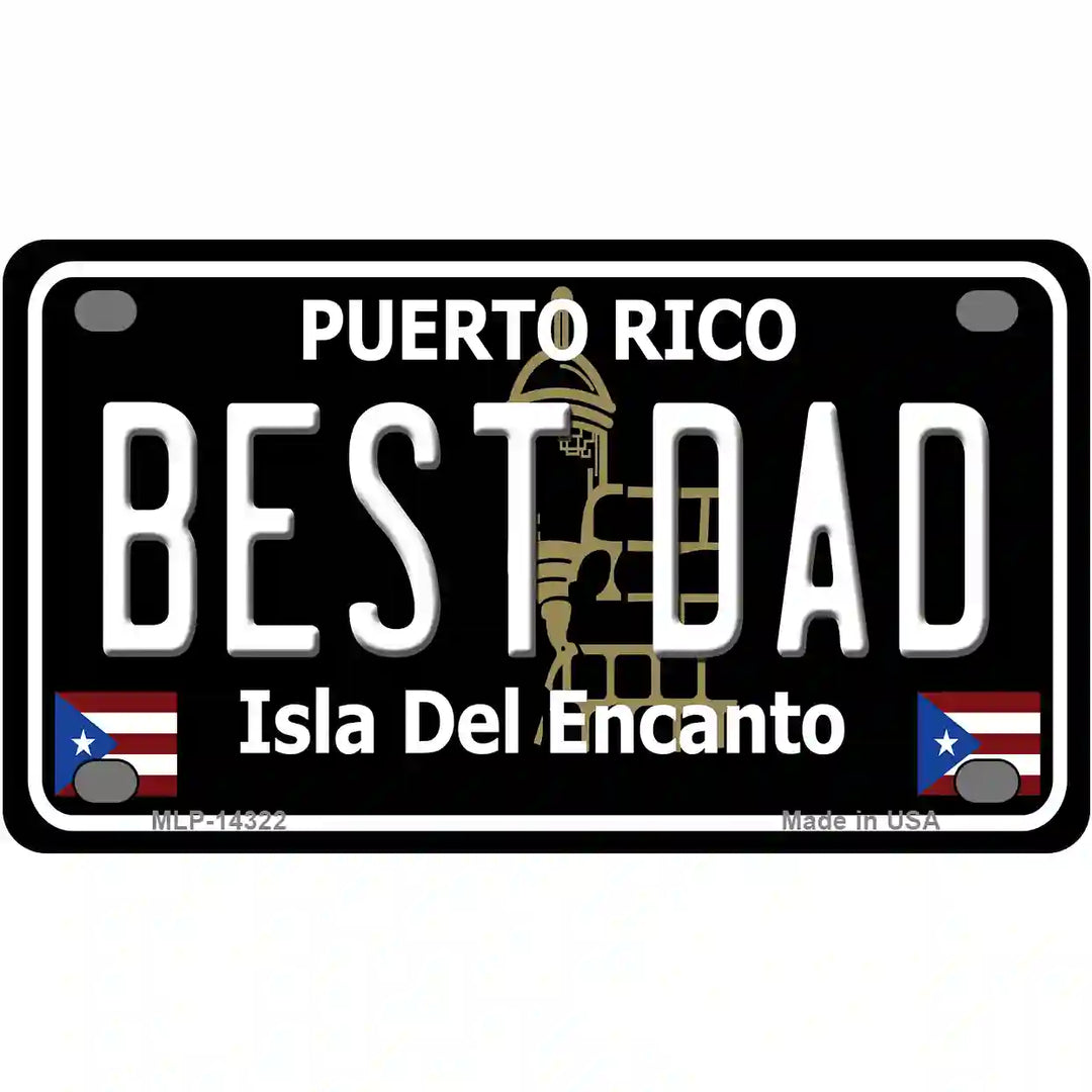 Best Dad Puerto Rico Black Novelty Metal License Plate 4" x 2.2" (MLP)