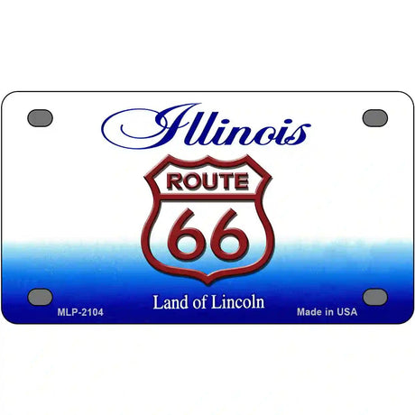 Route 66 Shield Illinois Metal Novelty License Plate 4" x 2.2" (MLP)