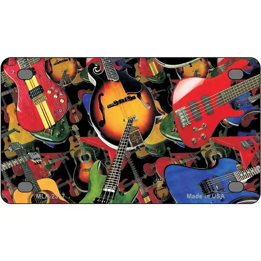 Guitars Black Metal Novelty License Plate 4" x 2.2" (MLP)