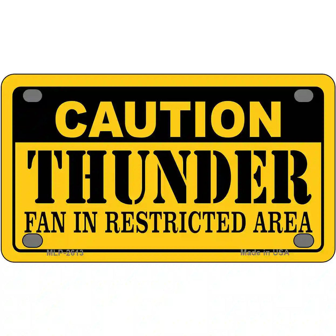 Caution Thunder Fan Metal Novelty License Plate 4" x 2.2" (MLP)
