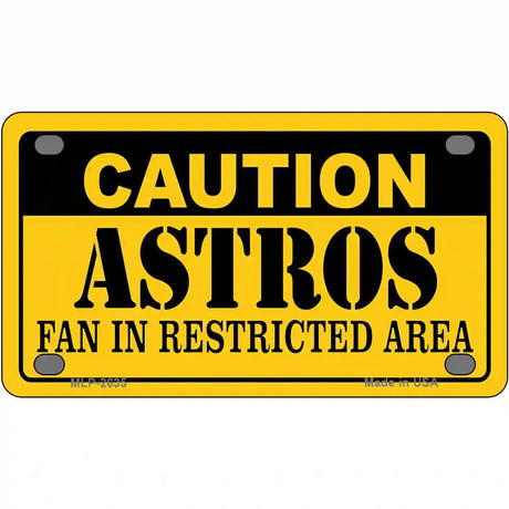 Caution Astros Fan Metal Novelty License Plate 4" x 2.2" (MLP)