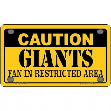 Caution Giants Fan Metal Novelty License Plate 4" x 2.2" (MLP)