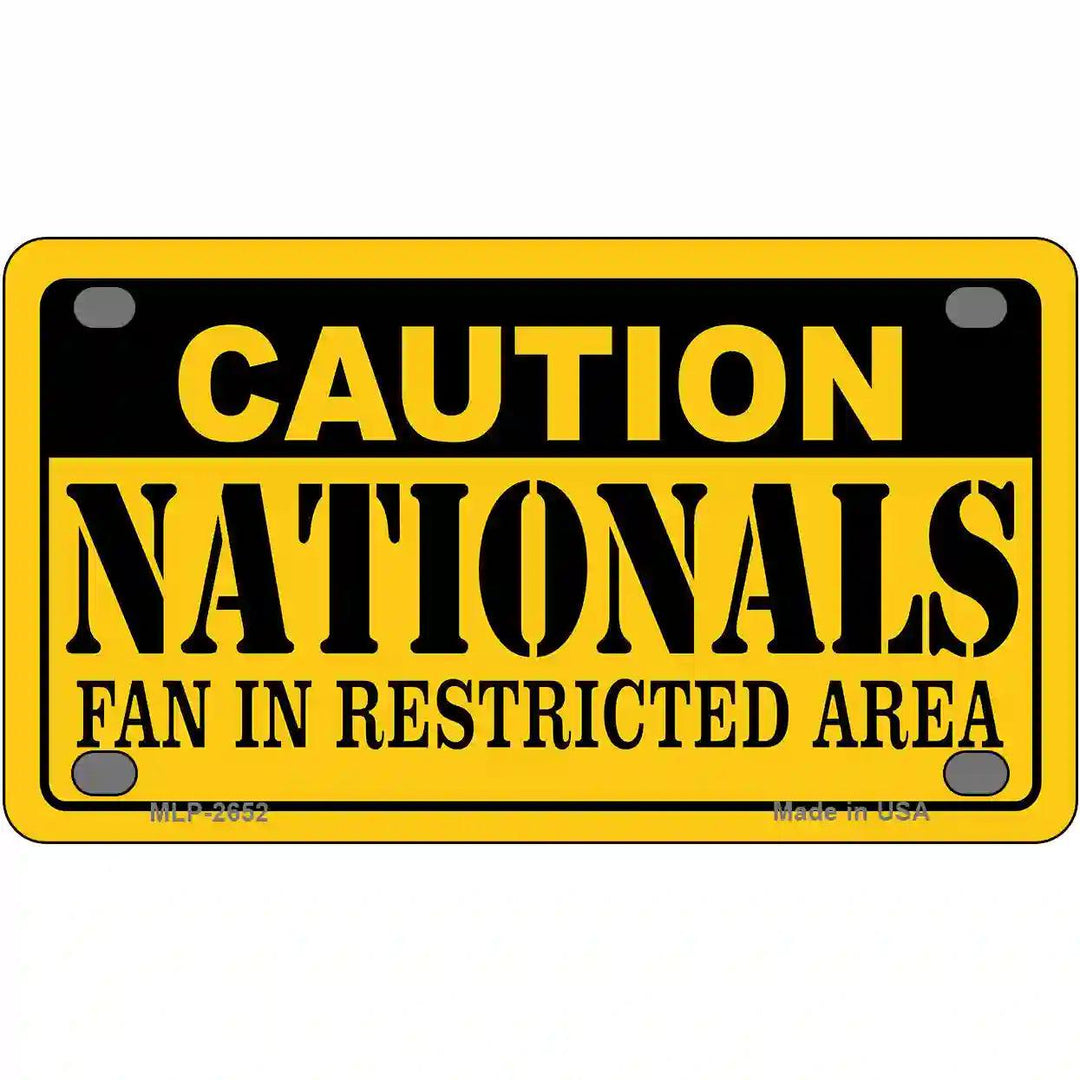 Caution Nationals Fan Metal Novelty License Plate 4" x 2.2" (MLP)