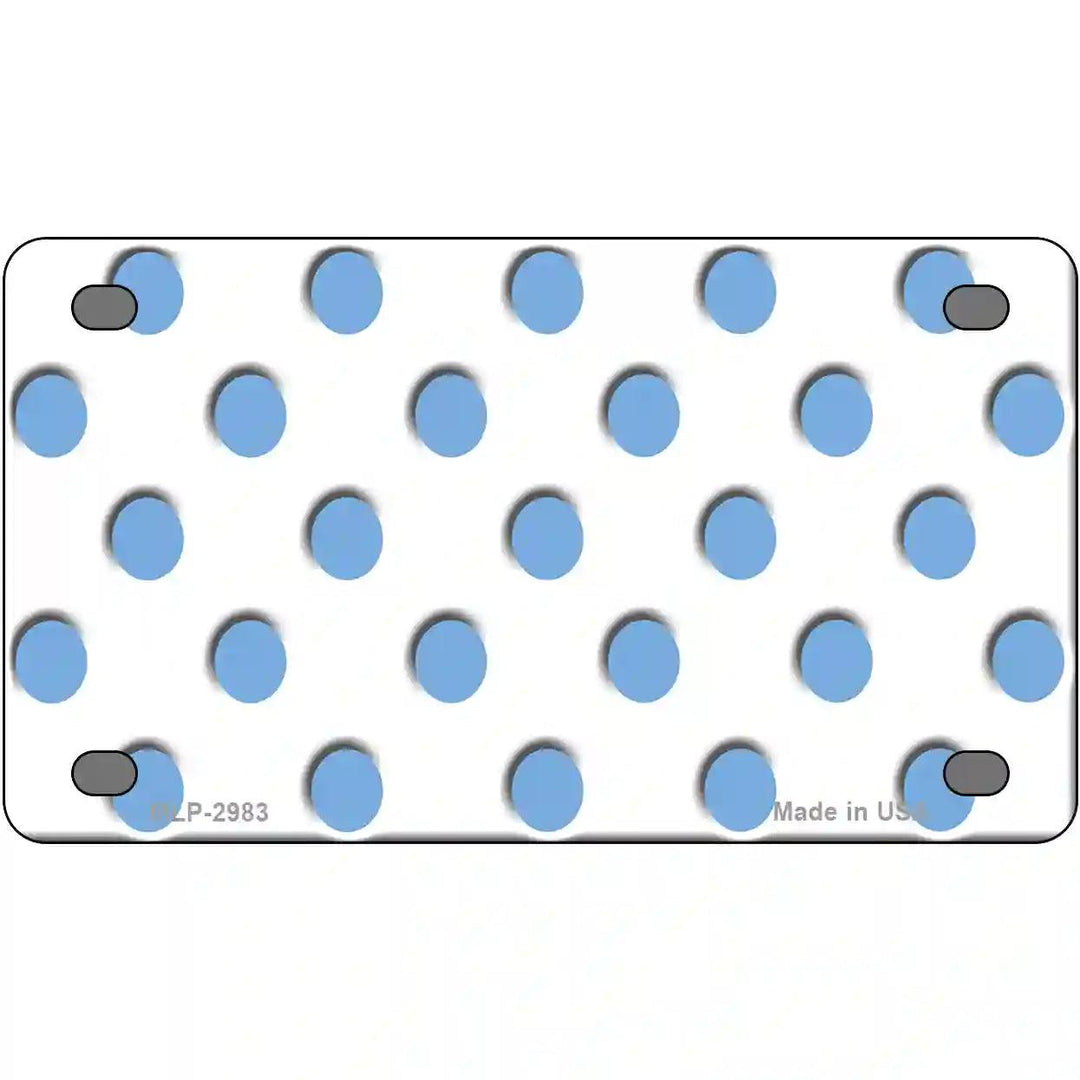 Light Blue White Polka Dot Metal Novelty License Plate 4" x 2.2" (MLP)