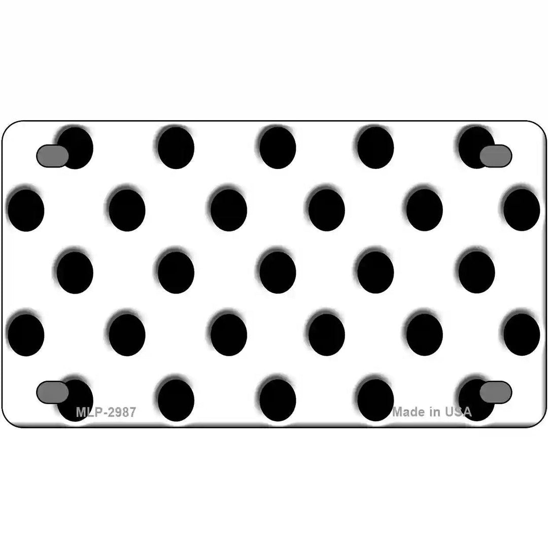 Black White Polka Dot Metal Novelty License Plate 4" x 2.2" (MLP)