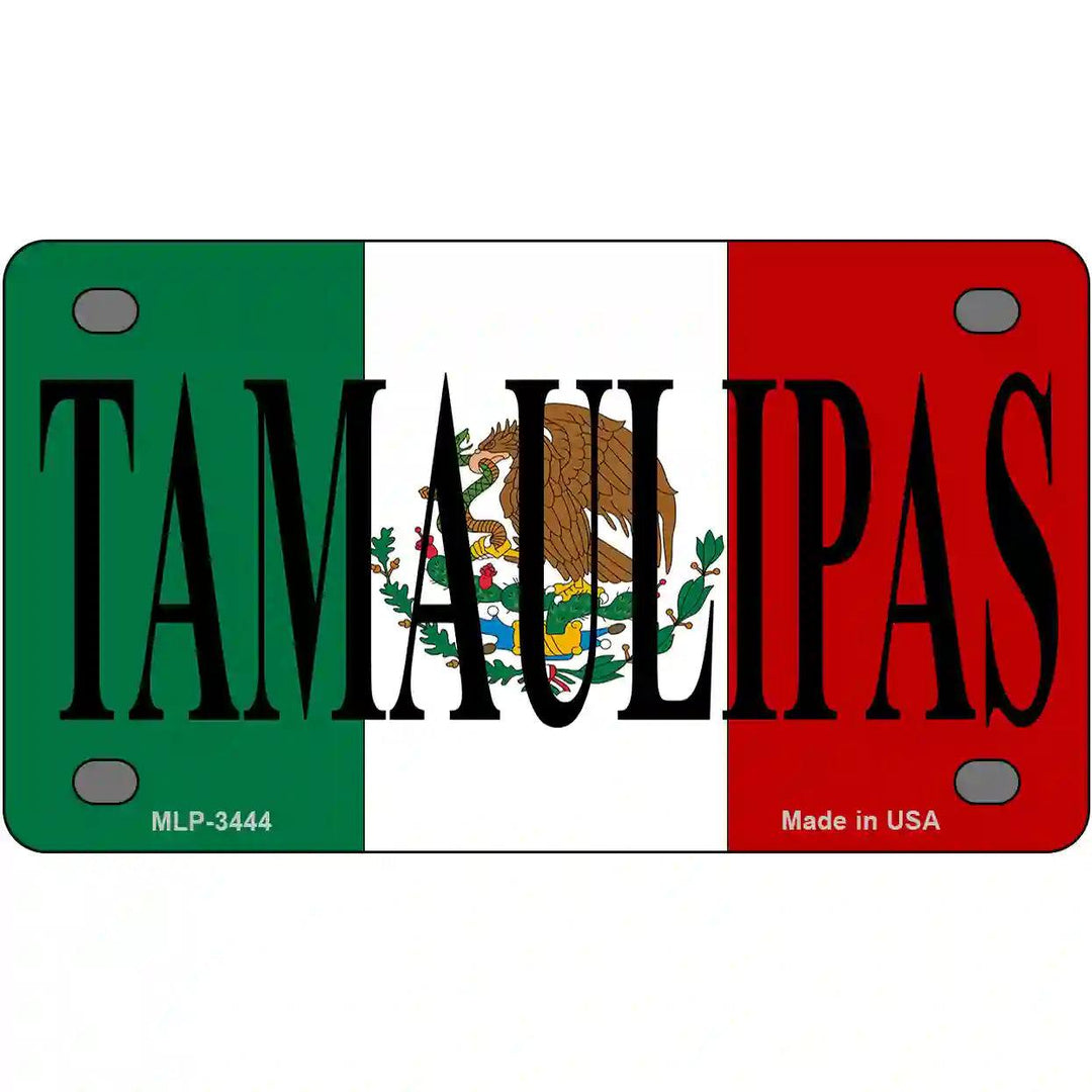 Tamaulipas on Mexico Flag Metal Novelty License Plate 4" x 2.2" (MLP)