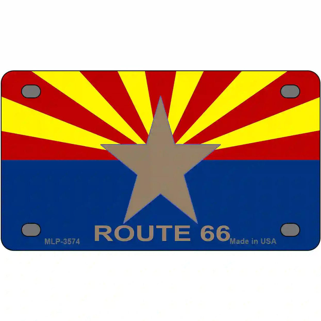 Route 66 Arizona Flag Metal License Plate 4" x 2.2" (MLP)