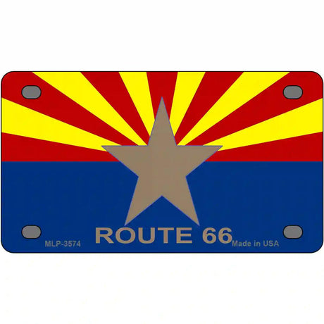 Route 66 Arizona Flag Metal License Plate 4" x 2.2" (MLP)