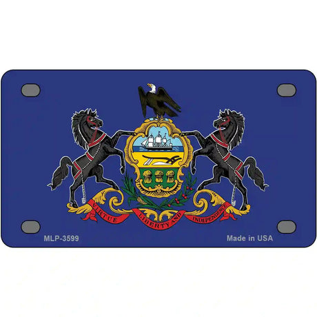 Pennsylvania State Flag Metal Novelty License Plate 4" x 2.2" (MLP)
