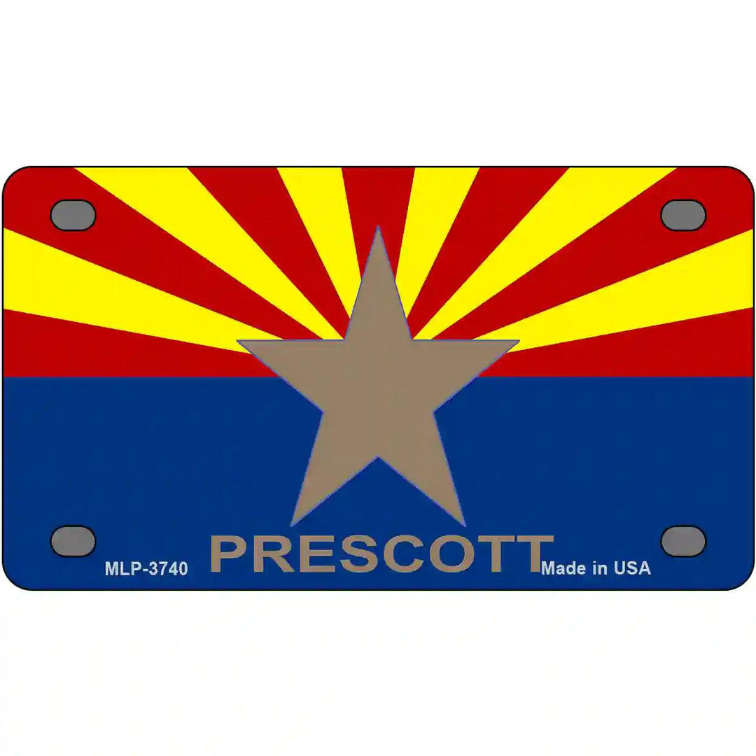 Prescott Arizona State Flag Metal Novelty License Plate 4" x 2.2" (MLP)
