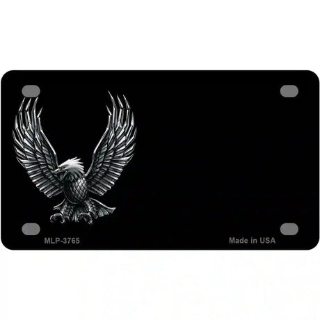 Eagle Offset Black Metal Novelty License Plate 4" x 2.2" (MLP)