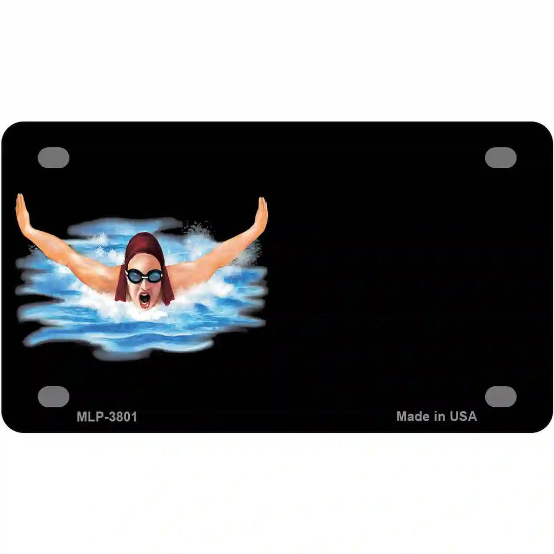 Female Swimmer Offset Metal Novelty License Plate 4" x 2.2" (MLP)