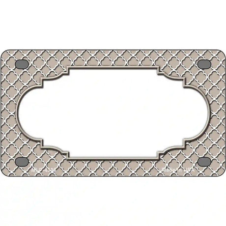 Tan White Quatrefoil Center Scallop Metal Novelty License Plate 4" x 2.2" (MLP)