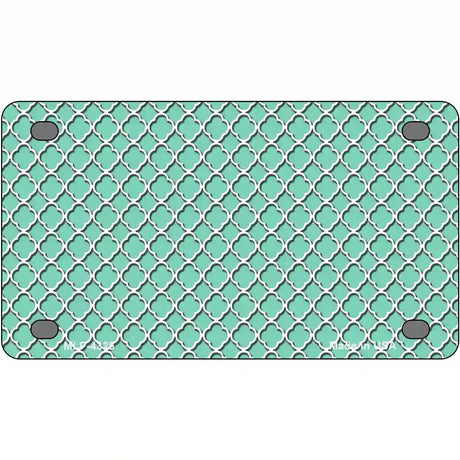 Mint White Quatrefoil Metal Novelty License Plate 4" x 2.2" (MLP)