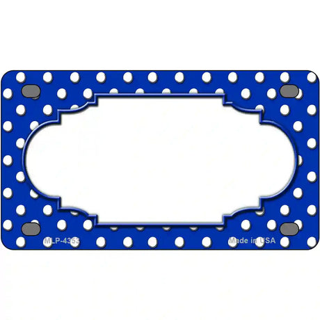 Scallop Blue White Polka Dot Metal Novelty License Plate 4" x 2.2" (MLP)