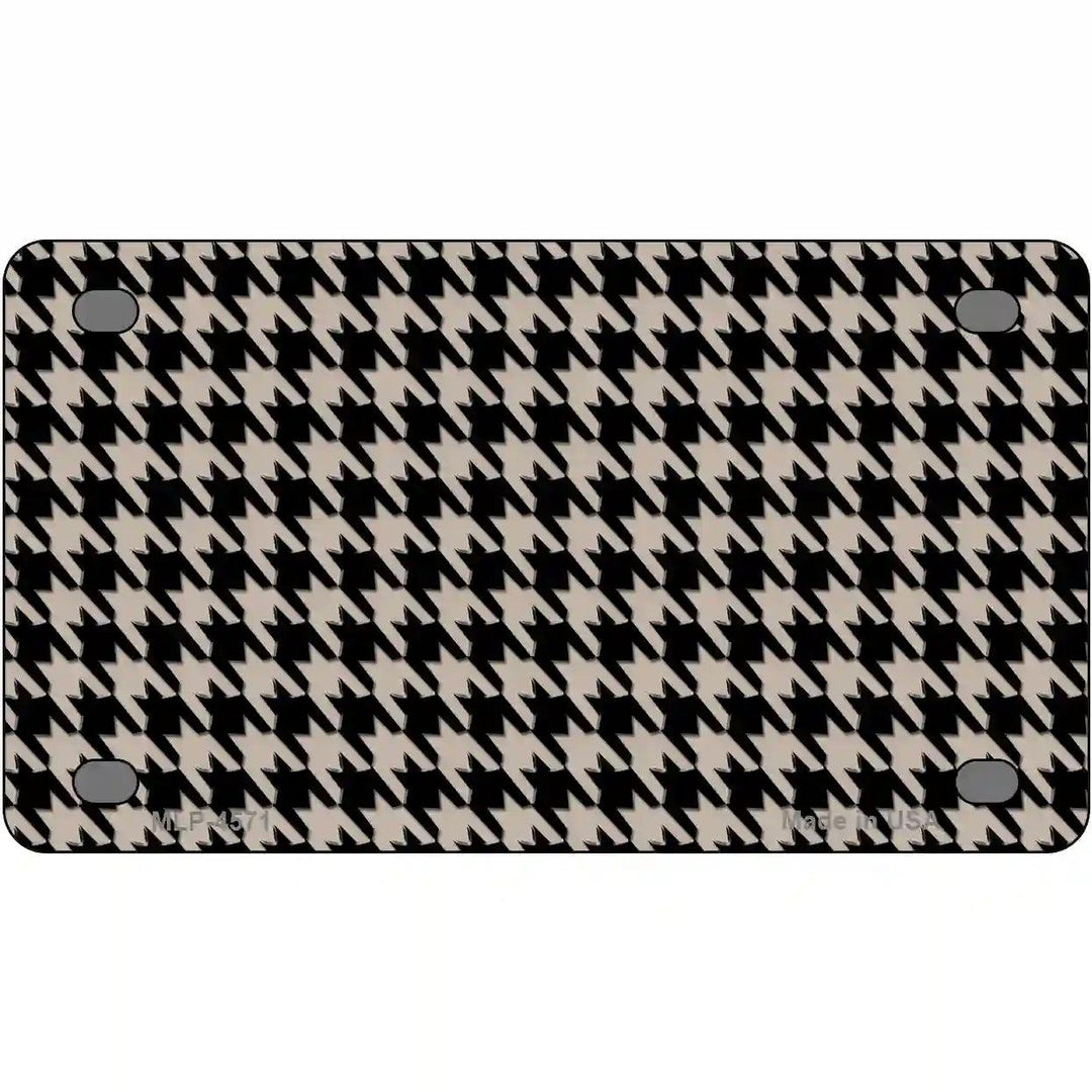 Tan Black Houndstooth Metal Novelty License Plate 4" x 2.2" (MLP)
