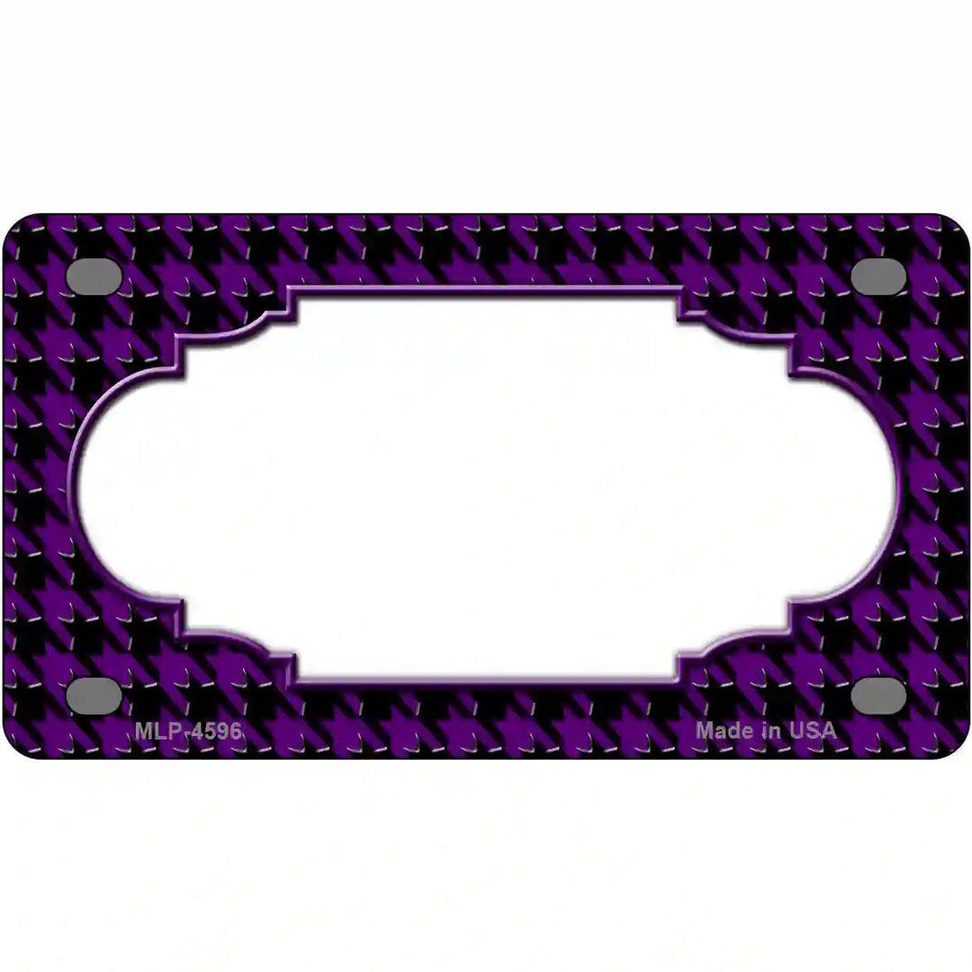 Purple Black Houndstooth Scallop Center Metal Novelty License Plate 4" x 2.2" (MLP)