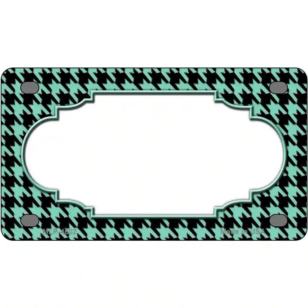 Mint Black Houndstooth Scallop Center Metal Novelty License Plate 4" x 2.2" (MLP)
