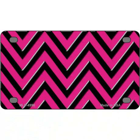 Pink Black Chevron Metal Novelty License Plate 4" x 2.2" (MLP)