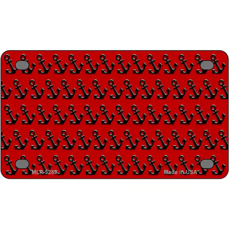 Red Black Anchor Metal Novelty License Plate 4" x 2.2" (MLP)