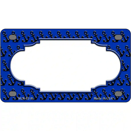 Blue Black Anchor Scallop Center Metal Novelty License Plate 4" x 2.2" (MLP)
