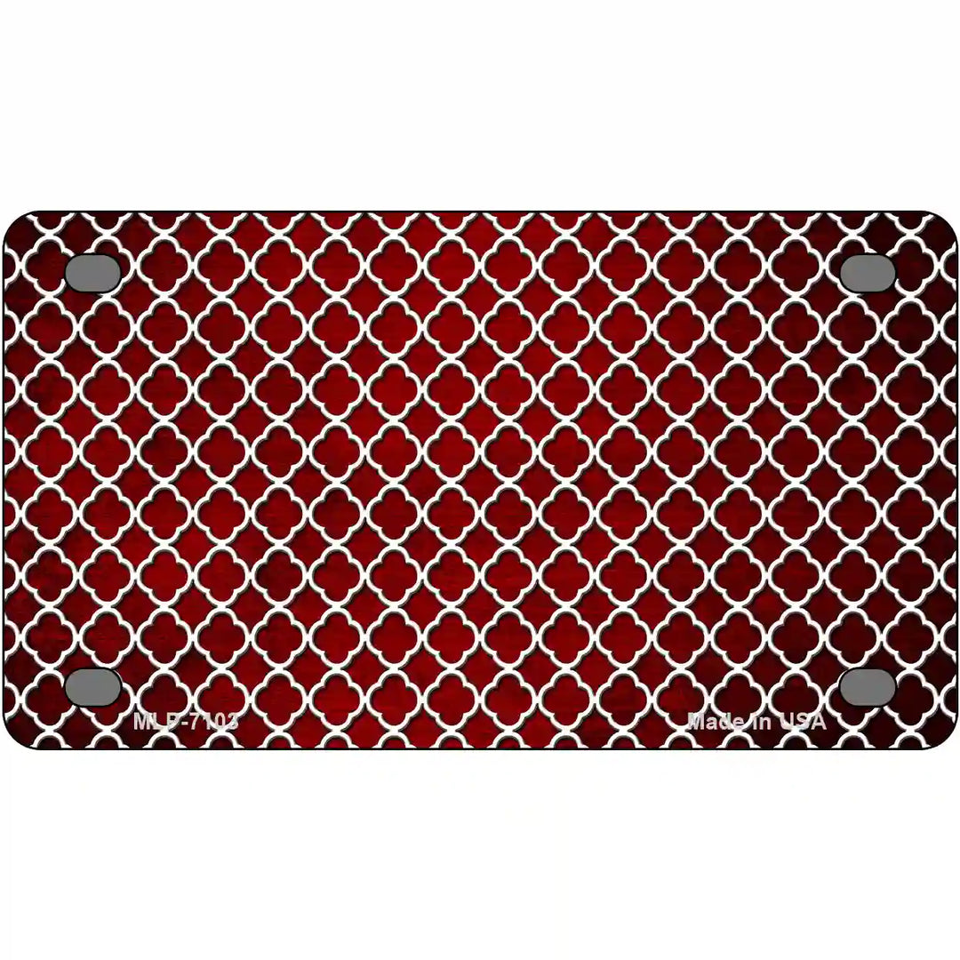 Red White Quatrefoil Oil Rubbed Metal Novelty License Plate 4" x 2.2" (MLP)