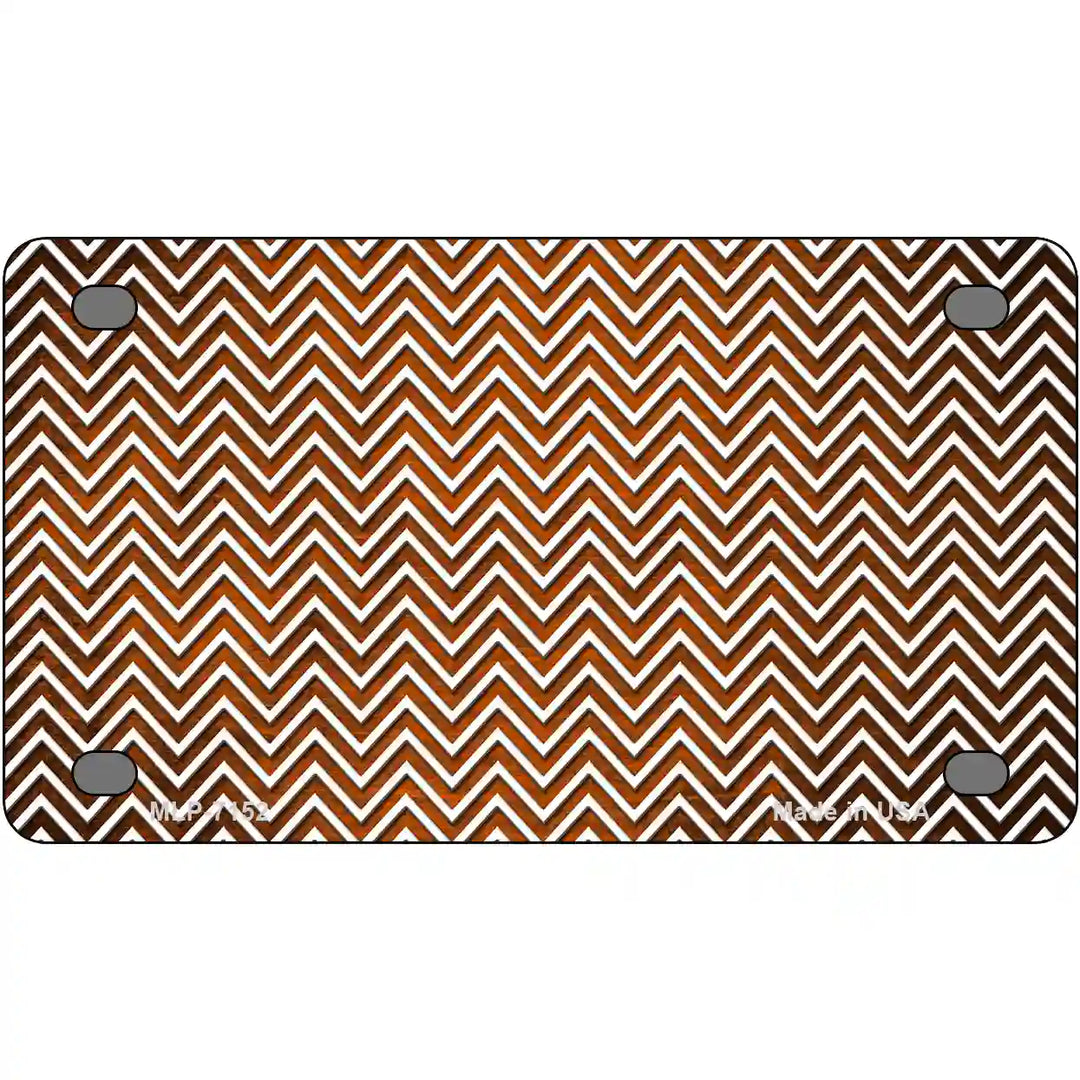 Orange White Small Chevron Oil Rubbed Metal Novelty License Plate 4" x 2.2" (MLP)