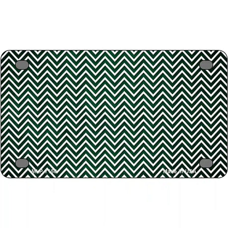 Green White Small Chevron Oil Rubbed Metal Novelty License Plate 4" x 2.2" (MLP)